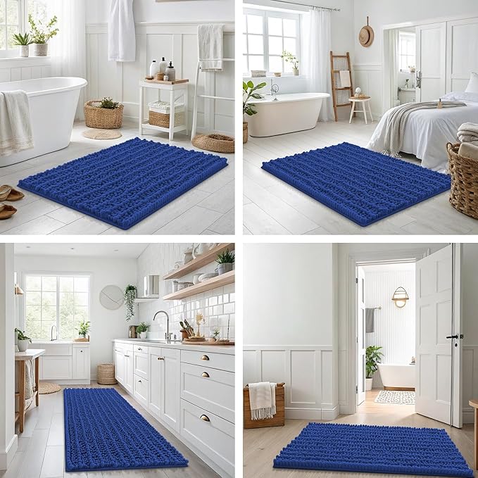 Smiry Bathroom Rugs Mat 36x24, Extra Soft Absorbent Chenille Bath Rugs, Non Slip Rubber Backing Machine Washable Quick Dry Bath Mats for Bathroom Floor, Tub, Shower, Home Decor Accessories, Royal Blue