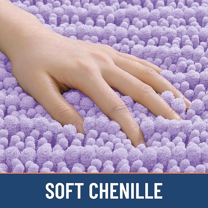 Smiry Bathroom Rugs Mat 36x24, Extra Soft Absorbent Chenille Bath Rugs, Non Slip Rubber Backing Machine Washable Quick Dry Bath Mats for Bathroom Floor, Tub, Shower, Home Decor Accessories, Purple