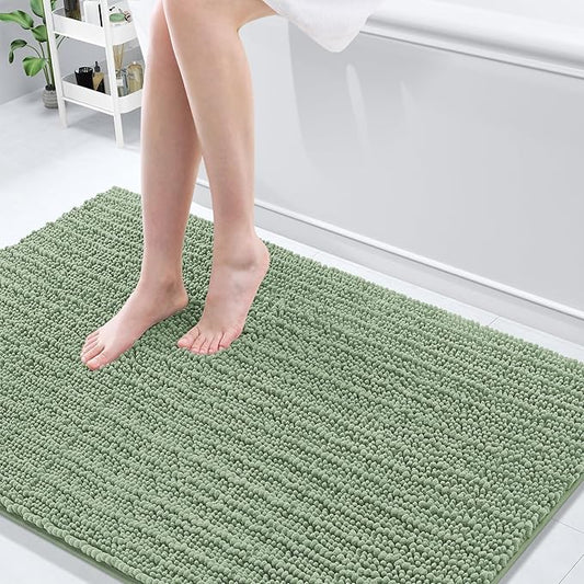 Arotive Luxury Chenille Bathroom Rug Mat, Extra Soft Thick Absorbent Shaggy Bath Rugs, Non-Slip Machine Wash Dry, Plush Bath Mats for Bathroom, Shower and Tub, 59x35, Sage Green