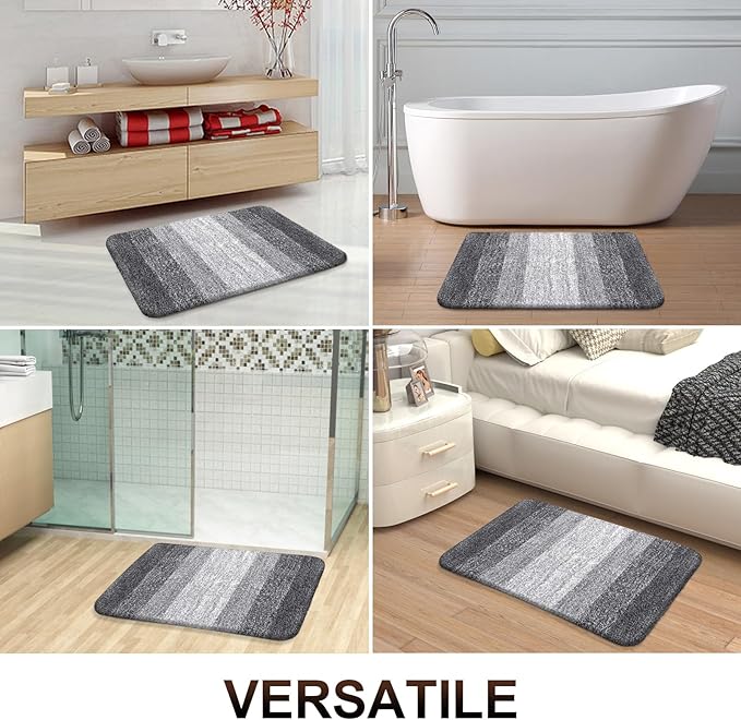 OLANLY Bathroom Runner Rugs 47x17, Extra Soft Absorbent Microfiber Bath Rugs, Rubber Backing, Quick Dry, Machine Washable Bath Mats for Bathroom Floor, Tub and Shower, Home Decor Accessories, Grey