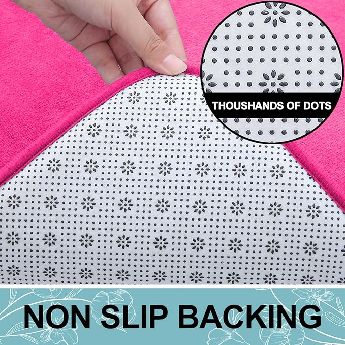 Smiry Memory Foam Bath Mat 36x24, Extra Soft and Absorbent Bathroom Mats, Non Slip Washable Carpet for Floor, Shower and Tub, Deep Pink