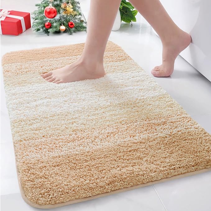 Arotive Microfiber Bathroom Rugs, Shaggy Soft and Absorbent Bath Rug, Non-Slip, Thick Plush Machine Washable Dry Bath Mats for Bathroom, Tub and Shower, 30x20, Beige, Rectangular