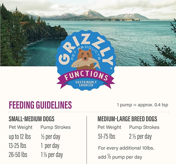 Grizzly Pet Products Krill Oil Liquid Antioxidant Product for Dogs and Cats, 8 Ounce