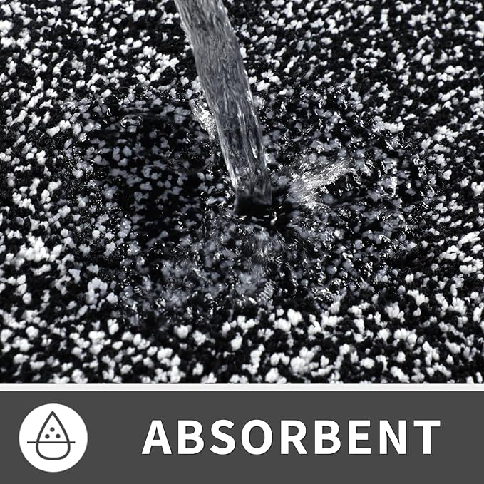 Yimobra Large Bathroom Rugs Non Slip Washable, Soft Absorbent Microfiber Bath Mat,Dual-Tone Decor Rug with Rubber Backing for Bathroom Floor,Tub and Shower,36x24,Home Essentials,Black and White