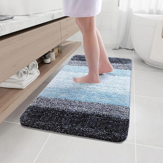 Arotive Microfiber Bathroom Rugs, Shaggy Soft and Absorbent Bath Rug, Non-Slip, Thick Plush Machine Washable Dry Bath Mats for Bathroom, Tub and Shower, 40x24, Blue, Rectangular