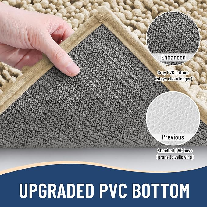 Arotive Luxury Chenille Bathroom Rug Mat, Extra Soft Thick Absorbent Shaggy Bath Rugs, Non-Slip Machine Wash Dry, Plush Bath Mats for Bathroom, Shower and Tub, 36x24, Beige