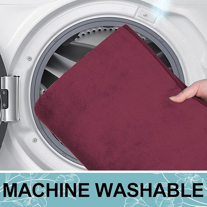Smiry Memory Foam Bath Mat 47x24, Extra Soft and Absorbent Bathroom Mats, Non Slip Washable Carpet for Floor, Shower and Tub, Burgundy