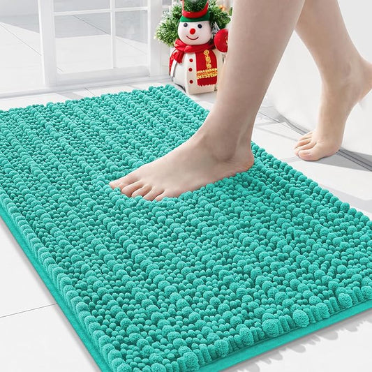 Arotive Luxury Chenille Bathroom Rug Mat, Extra Soft Thick Absorbent Shaggy Bath Rugs, Non-Slip Machine Wash Dry, Plush Bath Mats for Bathroom, Shower and Tub, 36x24, Teal
