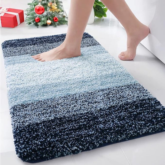 Arotive Microfiber Bathroom Rugs, Shaggy Soft and Absorbent Bath Rug, Non-Slip, Thick Plush Machine Washable Dry Bath Mats for Bathroom, Tub and Shower, 34x21, Dark Blue, Rectangular