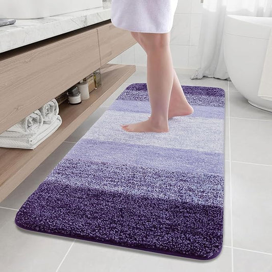 Arotive Microfiber Bathroom Rugs, Shaggy Soft and Absorbent Bath Rug, Non-Slip, Thick Plush Machine Washable Dry Bath Mats for Bathroom, Tub and Shower, 59x24, Dark Purple, Rectangular