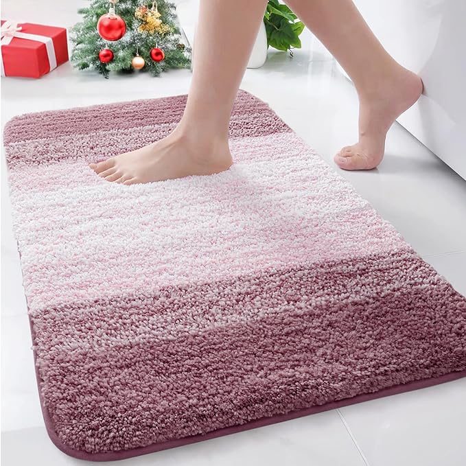Arotive Microfiber Bathroom Rugs, Shaggy Soft and Absorbent Bath Rug, Non-Slip, Thick Plush Machine Washable Dry Bath Mats for Bathroom, Tub and Shower, 30x20, Mauve, Rectangular