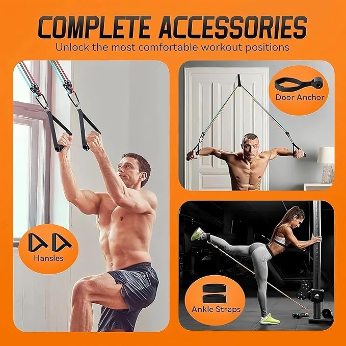 Resistance Bands for Working Out,150LBS Exercise Bands with Handles,Workout Bands for Men Women, Fitness Bands Set for Muscle Training, Strength, Slim, Yoga, Home Gym Equipment