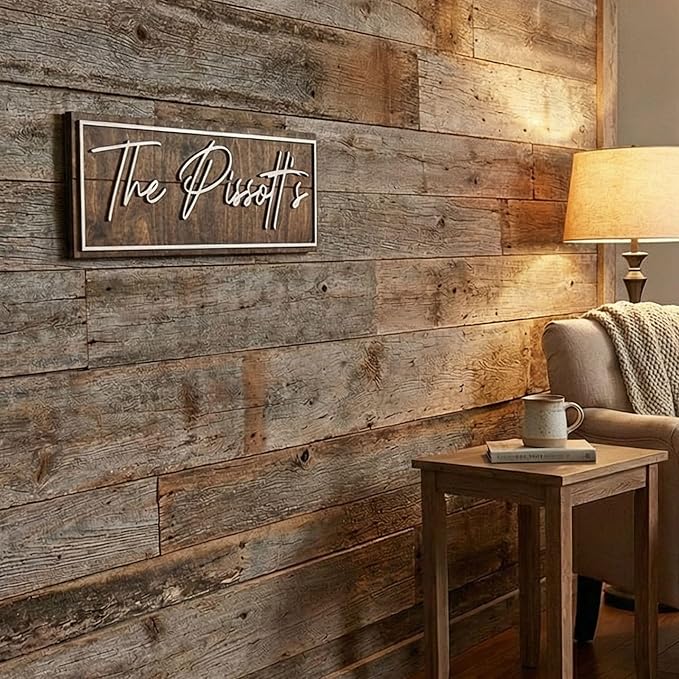 Personalized Family Name Sign - Custom Last Name Wood Decor Plaque, 20x7 in Rustic Farmhouse Style Wedding Gift, Housewarming Gift, Custom Wooden Hanging with Established Date, Small Art for Living Room or Entryway