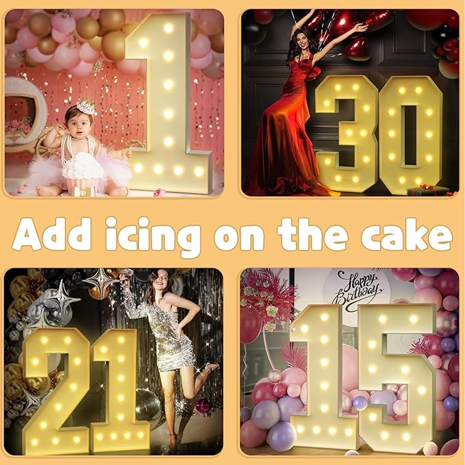 imprsv 4FT Marquee Numbers, Light Up Numbers 5 for 15th 50th Birthday Decorations, Large Light Up 5 Anniversary Party Deco, Pre-Cut Foam Board Kit