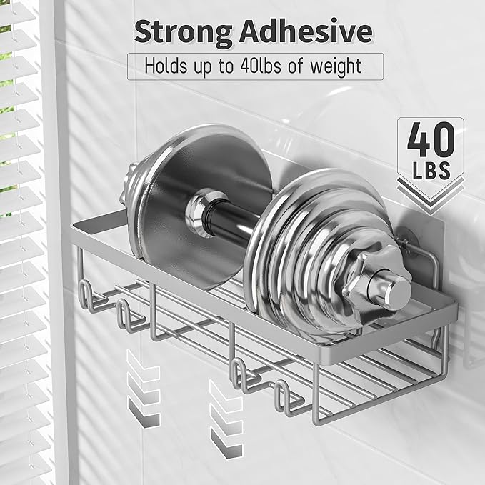 5 Pack Shower Caddy Organizer – Adhesive Bathroom Storage Shelves