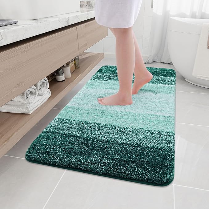 Arotive Microfiber Bathroom Rugs, Shaggy Soft and Absorbent Bath Rug, Non-Slip, Thick Plush Machine Washable Dry Bath Mats for Bathroom, Tub and Shower, 50x30, Dark Green, Rectangular