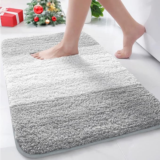 Arotive Microfiber Bathroom Rugs, Shaggy Soft and Absorbent Bath Rug, Non-Slip, Thick Plush Machine Washable Dry Bath Mats for Bathroom, Tub and Shower, 30x20, Light Grey, Rectangular