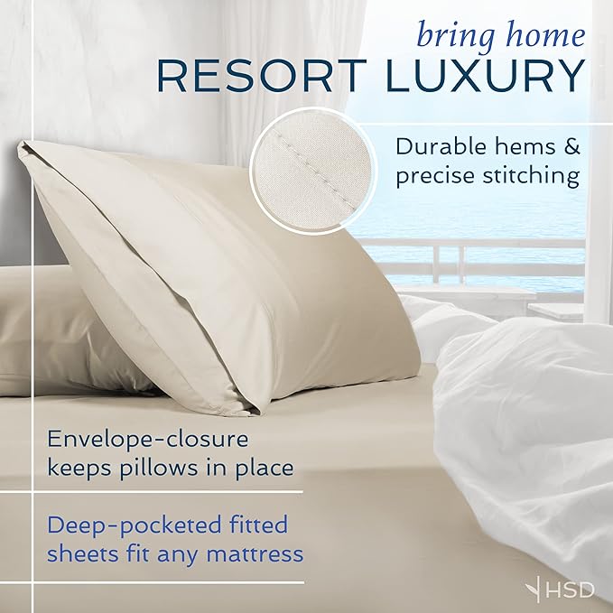 Hotel Sheets Direct 3 Piece Bed Sheet Set Twin Size, 100% Viscose Derived from Bamboo Sheets Set with 1 Pillowcase, Cooling & Breathable Luxury Bedding, Moisture-Wicking & Silky Soft Texture, Gray