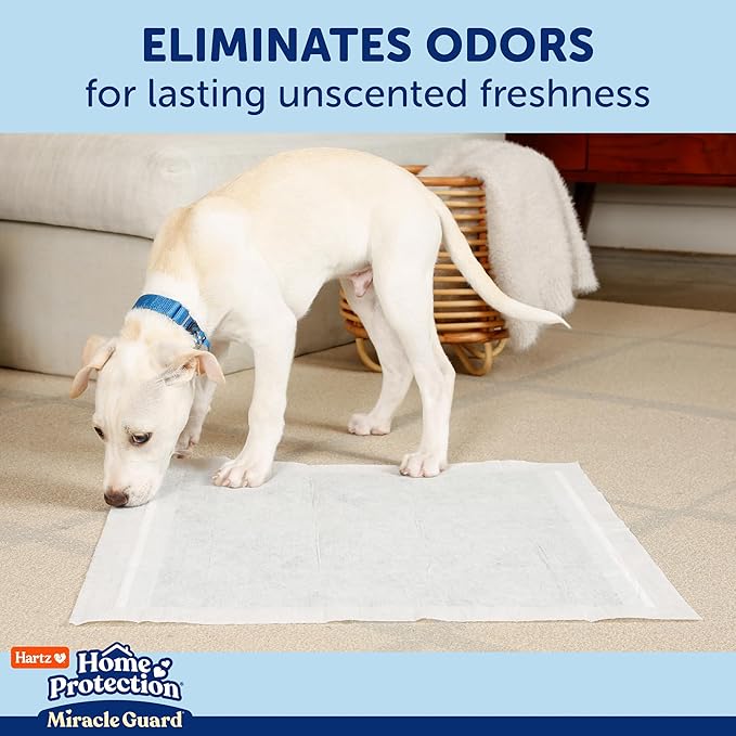 Hartz Home Protection Miracle Guard Dog Pads, XL Size 30 Count, 3X Absorbency & 3X Longer use, Won't Leak and Odor Eliminating