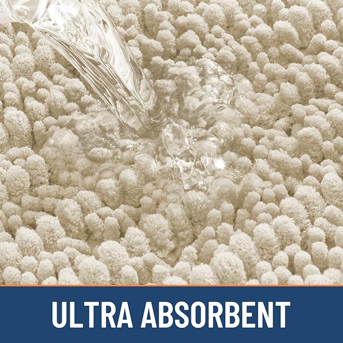 Smiry Bathroom Rugs Mat 36x24, Extra Soft Absorbent Chenille Bath Rugs, Non Slip Rubber Backing Machine Washable Quick Dry Bath Mats for Bathroom Floor, Tub, Shower, Home Decor Accessories, Sand