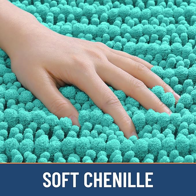 Smiry Bathroom Rugs Mat 30x20, Extra Soft Absorbent Chenille Bath Rugs, Non Slip Rubber Backing Machine Washable Quick Dry Bath Mats for Bathroom Floor, Tub, Shower, Home Decor Accessories, Turquoise