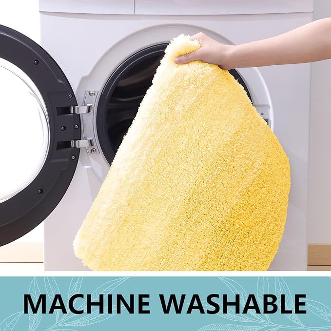 Arotive Microfiber Bathroom Rugs, Shaggy Soft and Absorbent Bath Rug, Non-Slip, Thick Plush Machine Washable Dry Bath Mats for Bathroom, Tub and Shower, 36x24, Yellow, Rectangular