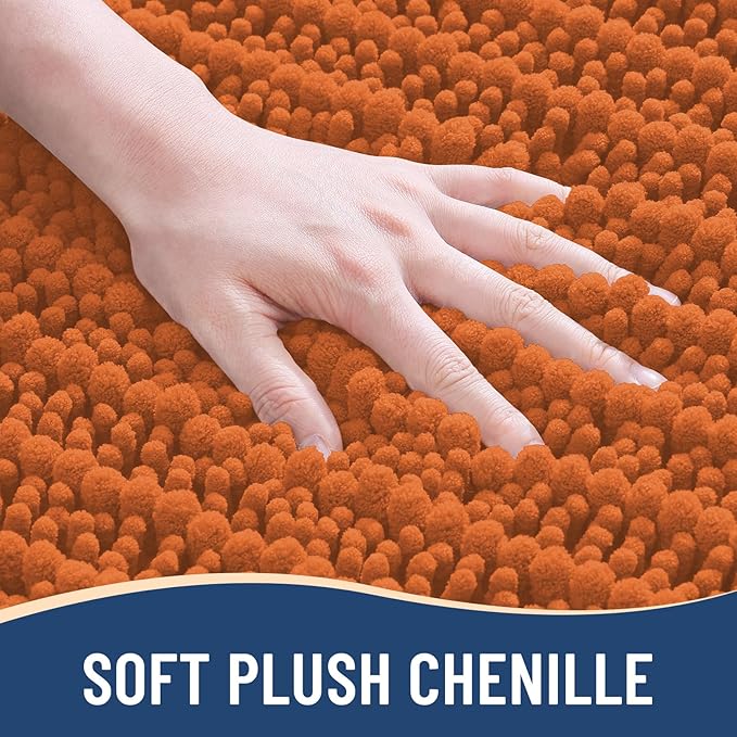 Arotive Luxury Chenille Bathroom Rug Mat, Extra Soft Thick Absorbent Shaggy Bath Rugs, Non-Slip Machine Wash Dry, Plush Bath Mats for Bathroom, Shower and Tub, 36x24, Clay
