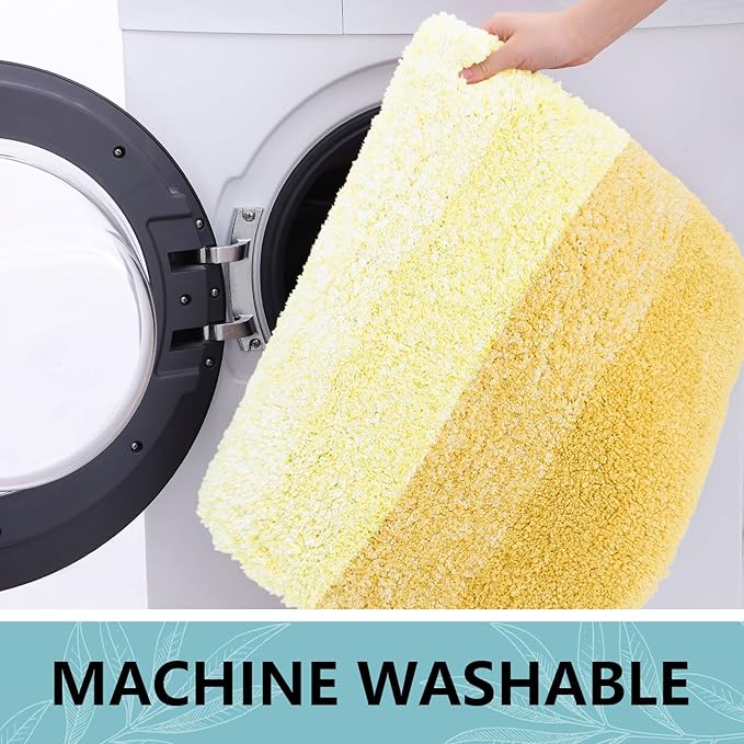 Arotive Microfiber Bathroom Rugs, Shaggy Soft and Absorbent Bath Rug, Non-Slip, Thick Plush Machine Washable Dry Bath Mats for Bathroom, Tub and Shower, 54x24, Light Yellow, Rectangular