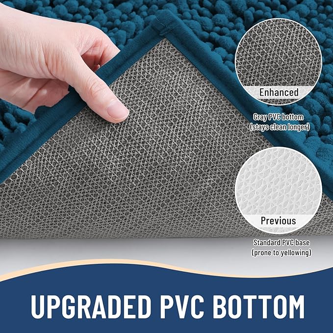 Arotive Luxury Round Chenille Bathroom Rug Mat, Extra Soft Thick Absorbent Shaggy Bath Rugs, Non-Slip Machine Wash Dry Plush Bath Mats for Bathroom, Shower and Tub, 24x24, Peacock Blue