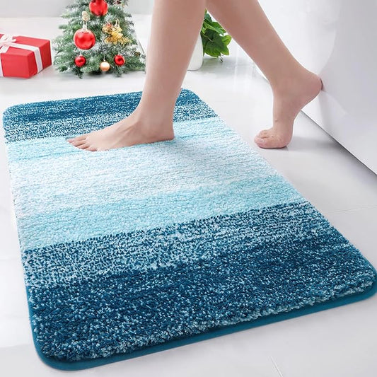 Arotive Microfiber Bathroom Rugs, Shaggy Soft and Absorbent Bath Rug, Non-Slip, Thick Plush Machine Washable Dry Bath Mats for Bathroom, Tub and Shower, 24x16, Peacock Blue, Rectangular