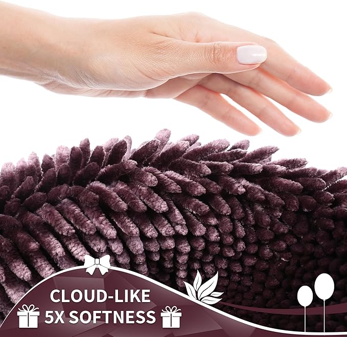 Yimobra Long Bathroom Rugs Runner 55x24 Inch, Extra Thick Soft Absorbent Chenille Bath Mat, Non Slip Machine Washable, Quick Dry Bath Rugs for Bathroom Floor, Tub and Shower, Purple Grey