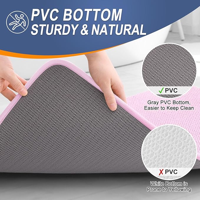 OLANLY Thick Memory Foam Bath Mat Rug 30x20, Extra Soft Absorbent Bathroom Rug, Quick Dry Bath Mats, Non-Slip, Machine Washable Carpet for Bathroom, Tub and Shower, Home Decor Accessories, Pink