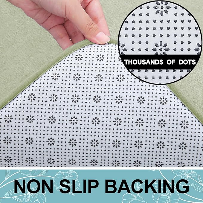 Smiry Memory Foam Bath Mat 36x24, Extra Soft and Absorbent Bathroom Mats, Non Slip Washable Carpet for Floor, Shower and Tub, Sage Green