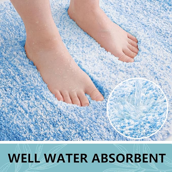 Arotive Microfiber Bathroom Rugs, Shaggy Soft and Absorbent Bath Rug, Non-Slip, Thick Plush Machine Washable Dry Bath Mats for Bathroom, Tub and Shower, 59x24, Light Royal Blue, Rectangular