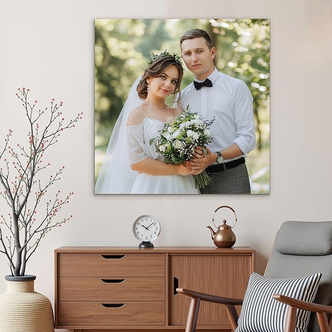 WayToLight Custom Canvas Prints with Your Photos, Canvas Wall Art for Friends, Couples and Weddings, Ideal for Bedroom, Office Decor (16" X 16")