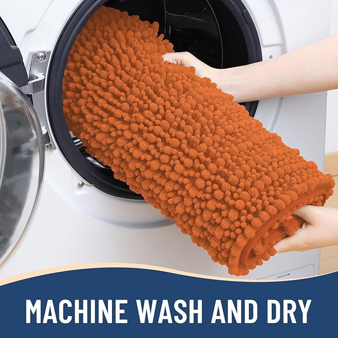 Arotive Luxury Chenille Bathroom Rug Mat, Extra Soft Thick Absorbent Shaggy Bath Rugs, Non-Slip Machine Wash Dry, Plush Bath Mats for Bathroom, Shower and Tub, 36x24, Clay