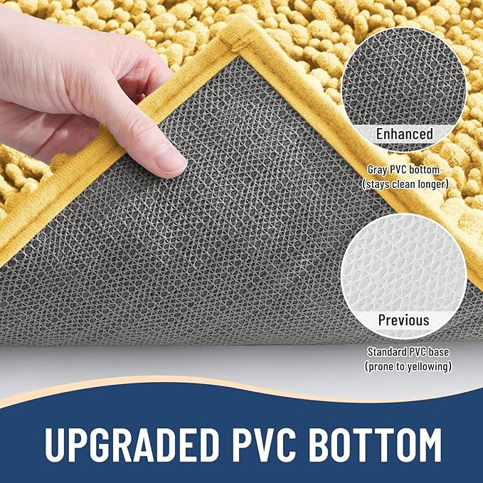 Arotive Luxury Chenille Bathroom Rug Mat, Extra Soft Thick Absorbent Shaggy Bath Rugs, Non-Slip Machine Wash Dry, Plush Bath Mats for Bathroom, Shower and Tub, 47x32, Yellow