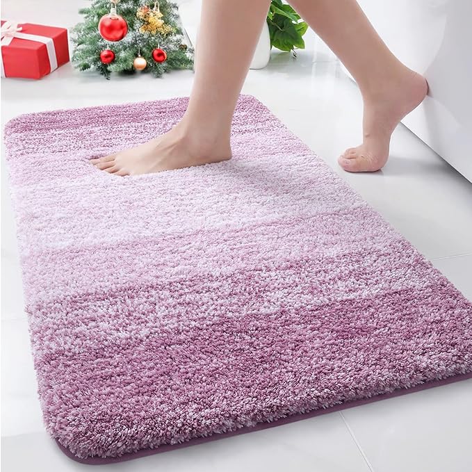 Arotive Microfiber Bathroom Rugs, Shaggy Soft and Absorbent Bath Rug, Non-Slip, Thick Plush Machine Washable Dry Bath Mats for Bathroom, Tub and Shower, 30x20, Purple, Rectangular