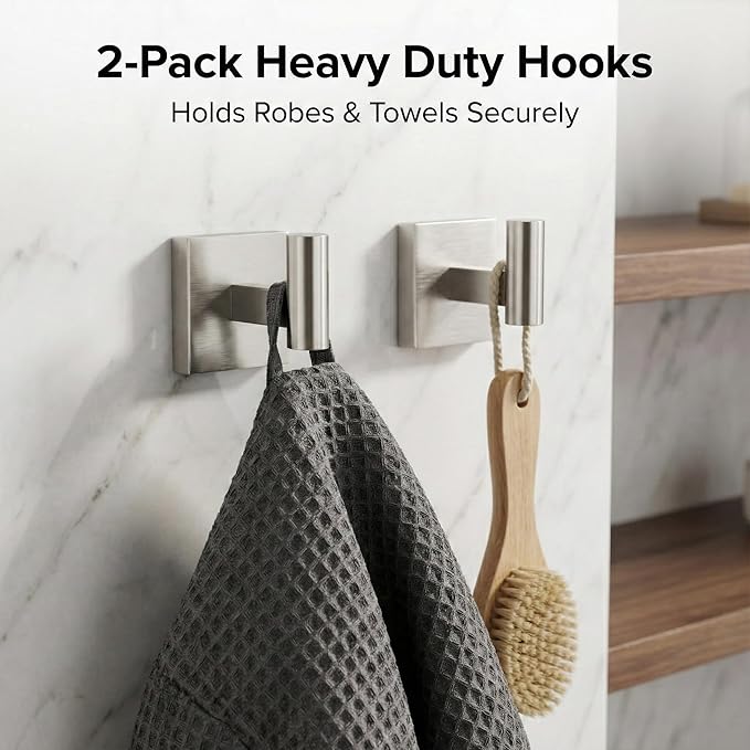 16" Brushed Nickel Bathroom Hardware Set 5-Piece, Fingerprint-Free SUS304 Stainless Steel Towel Bar for Small Bath & RV, Modern Square Bath Accessories Kit (Brushed Nickel)