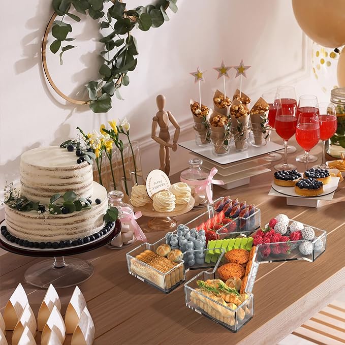 13.8" Acrylic Letter Charcuterie Tray, Charcuterie Letters Fillable Box for Food, Reusable Serving Cake Candy Dish Display Tray for Birthday Anniversary Party Decoration (Letter K)