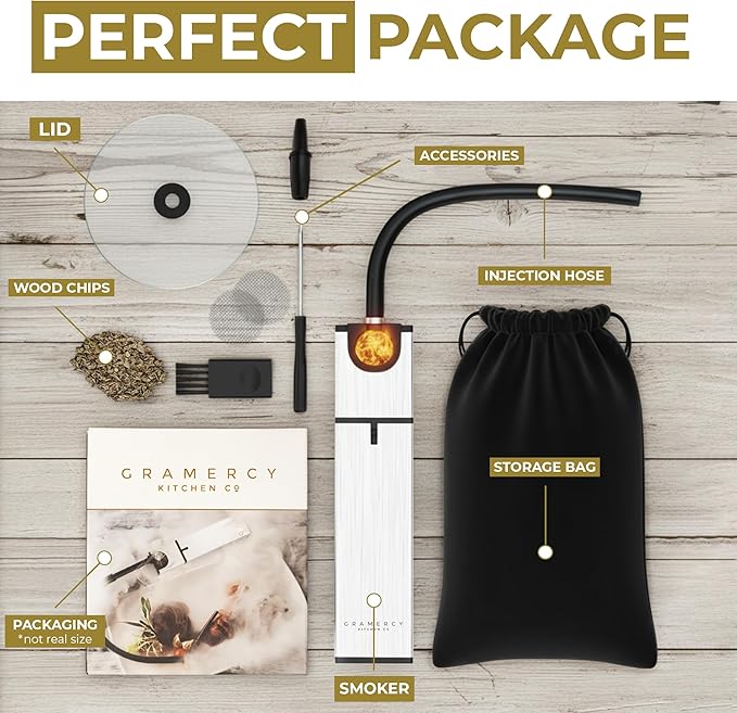 Cocktail Smoker Kit Holiday gift set - Indoor Drink & Food Infuser with Wood Chips | Old Fashioned Whiskey Bourbon Smoker Gift