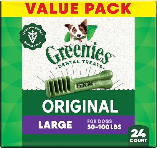 Greenies Original Large Dental Dog Treats, 36 oz. Pack (24 Treats)