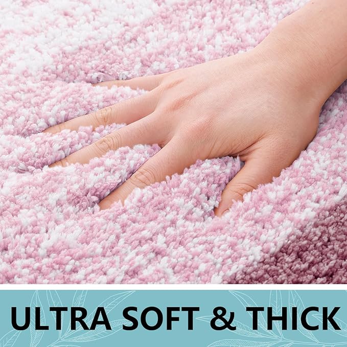 Arotive Microfiber Bathroom Rugs, Shaggy Soft and Absorbent Bath Rug, Non-Slip, Thick Plush Machine Washable Dry Bath Mats for Bathroom, Tub and Shower, 47x24, Mauve, Rectangular