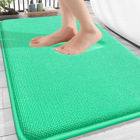 OLANLY Thick Memory Foam Bath Mat Rug 30x20, Extra Soft Absorbent Bathroom Rug, Quick Dry Bath Mats, Non-Slip, Machine Washable Carpet for Bathroom, Tub and Shower, Home Decor Accessories, Mint Green