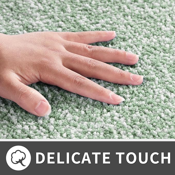 Yimobra Large Bathroom Rugs Non Slip Washable, Soft Absorbent Microfiber Bath Mat,Dual-Tone Decor Rug with Rubber Backing for Bathroom Floor,Tub and Shower,36x24,Home Essentials,Green and White