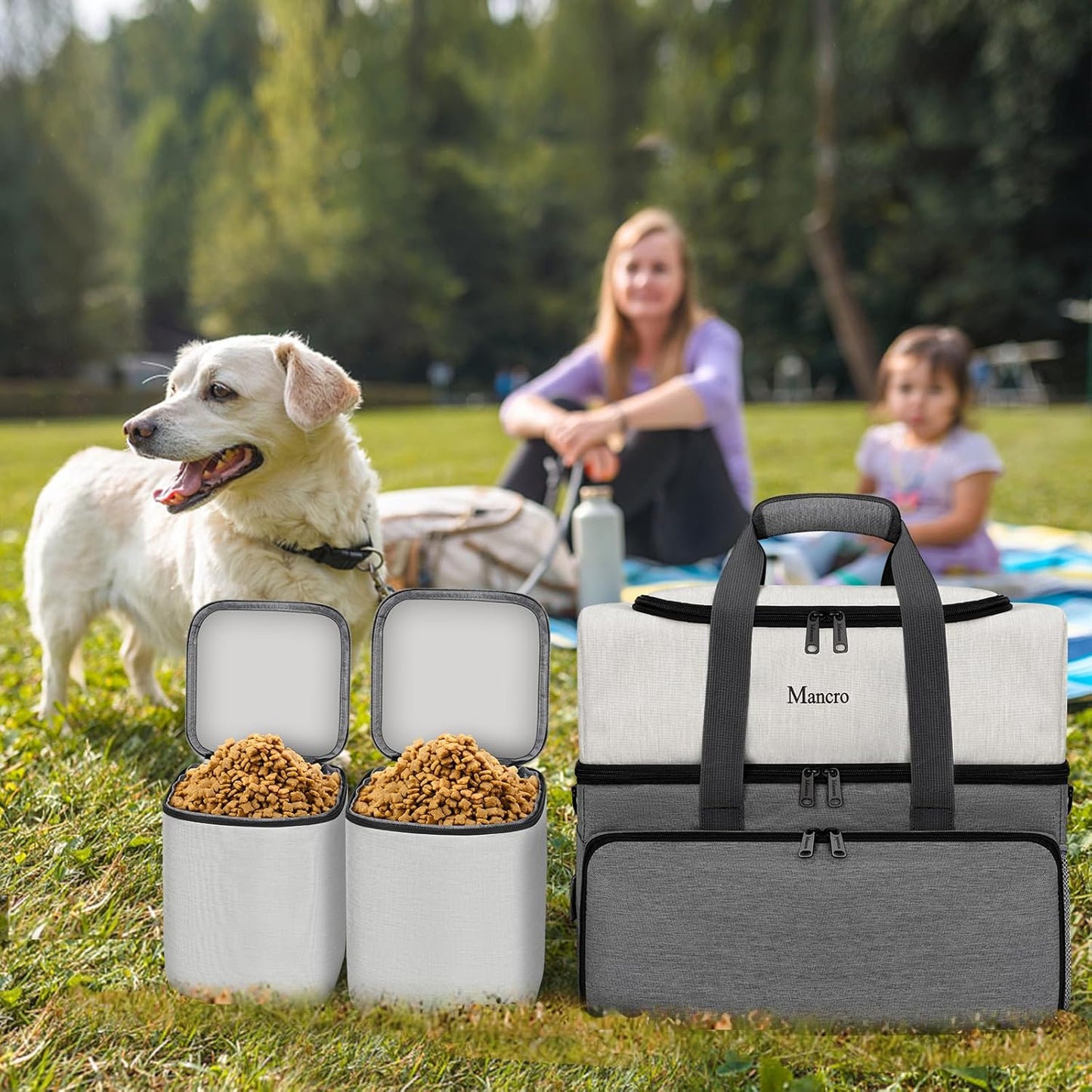 Dog Travel Bag with Food Containers & Bowls