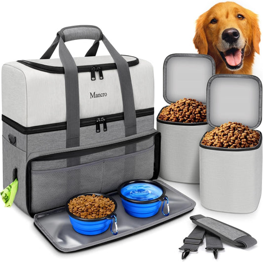 Dog Travel Bag with Food Containers & Bowls