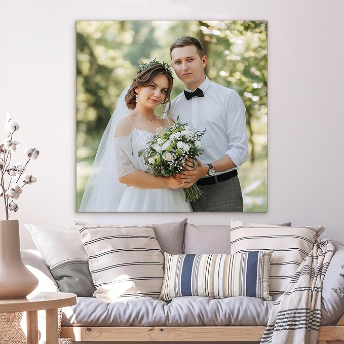 WayToLight Custom Canvas Prints with Your Photos, Canvas Wall Art for Friends, Couples and Weddings, Ideal for Bedroom, Office Decor (24" X 24")