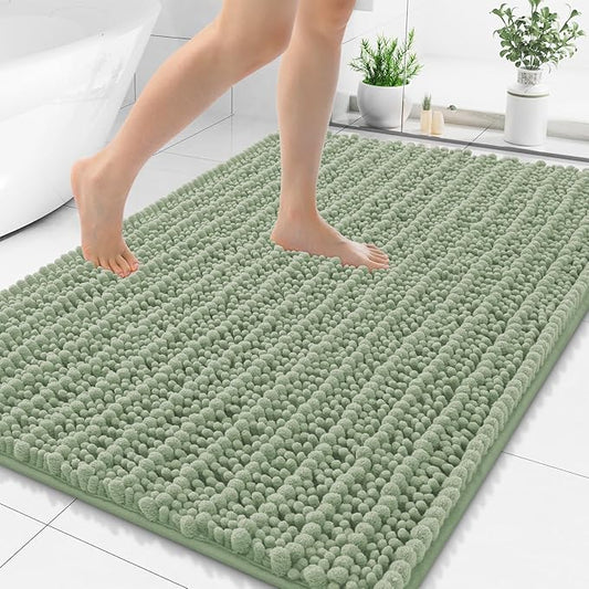 Smiry Bathroom Rugs Mat 48x32, Extra Soft Absorbent Chenille Bath Rugs, Non Slip Rubber Backing Machine Washable Quick Dry Bath Mats for Bathroom Floor, Tub, Shower, Home Decor Accessories, Sage Green