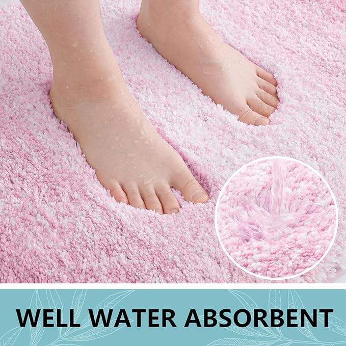 Arotive Microfiber Bathroom Rugs, Shaggy Soft and Absorbent Bath Rug, Non-Slip, Thick Plush Machine Washable Dry Bath Mats for Bathroom, Tub and Shower, 47x24, Mauve, Rectangular